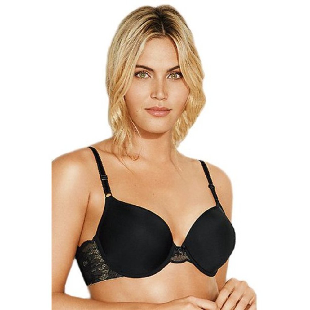 NWT! Wacoal Fire and Lace Contour Black Bra 853252 Size 32DD / 32E